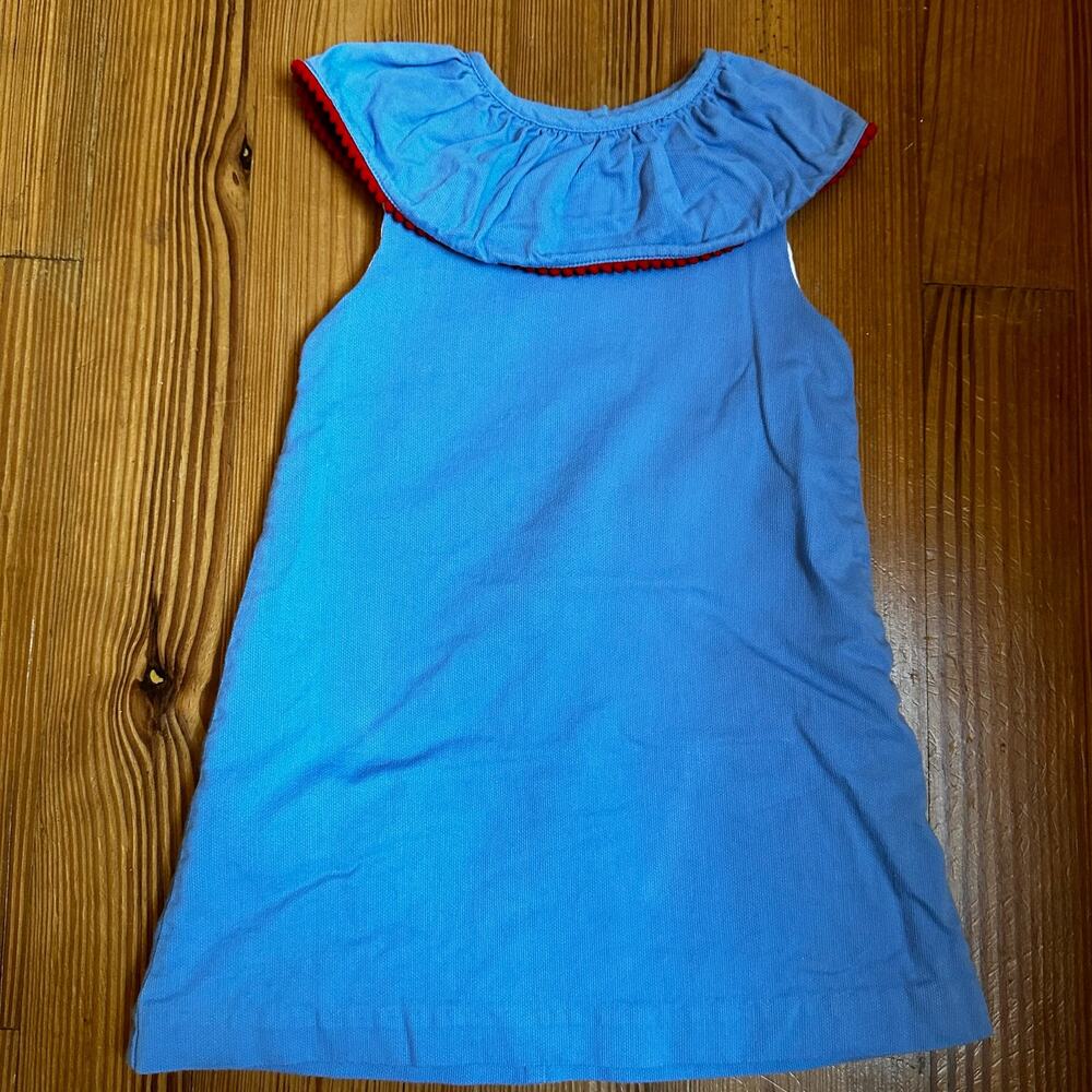Bella Bliss blue red pompom trim tank dress SIZE‎ 4